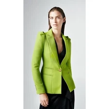 NWT Women’s Designer Smythe Box Pleat Blazer in Lime Green size 2 Maximalist