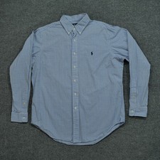 Ralph Lauren Shirt Mens Large Blue White Plaid Button Down Classic Fit