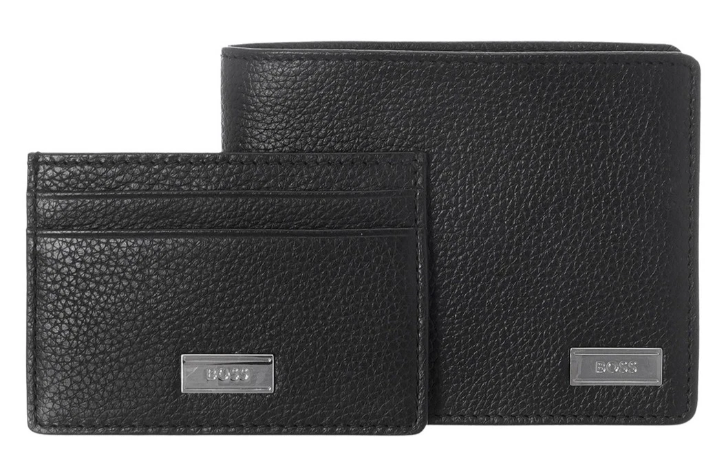 Men's Hugo Boss Genuine Leather Bifold Wallet - Black, With Credit Card Slots, Note & Coin Pouch