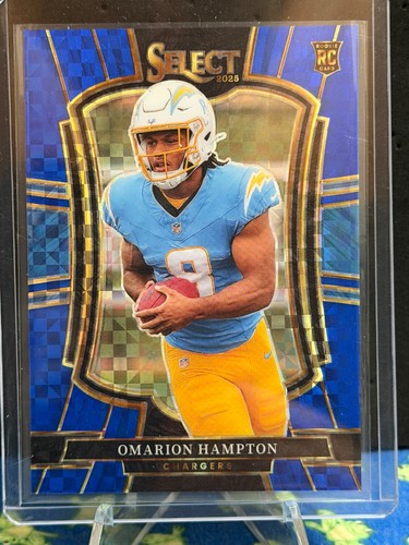 2025 Panini Select - Premier Level Omarion Hampton #102 Blue Prizm /175 (RC)