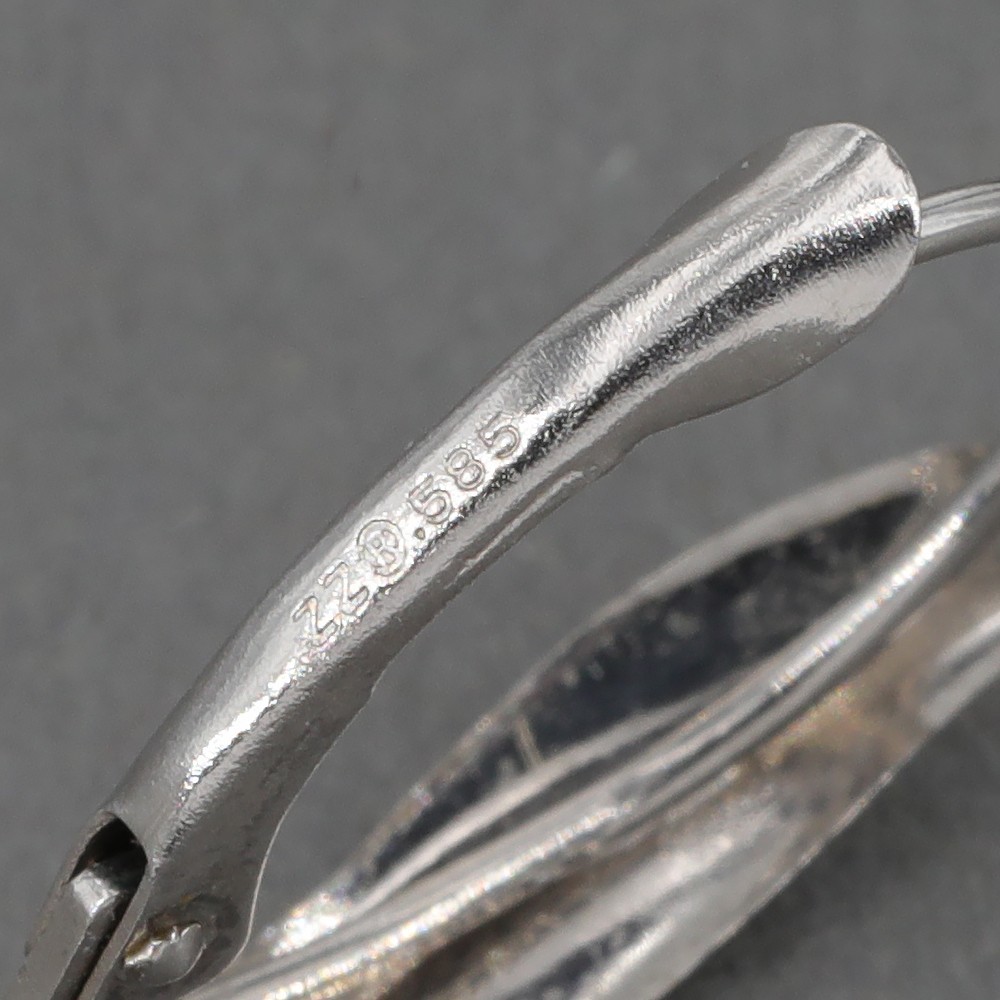 Solid 14K White Gold Leverback Wire Earrings with… - image 5