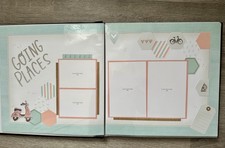 Handmade Premade Scrapbook Pages Travel Theme 12x12 with Photo Mats