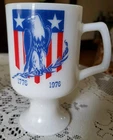 VTG Milk Glass Pedestal Mug Bicentennial Celebration Boston 60th Convention 1976