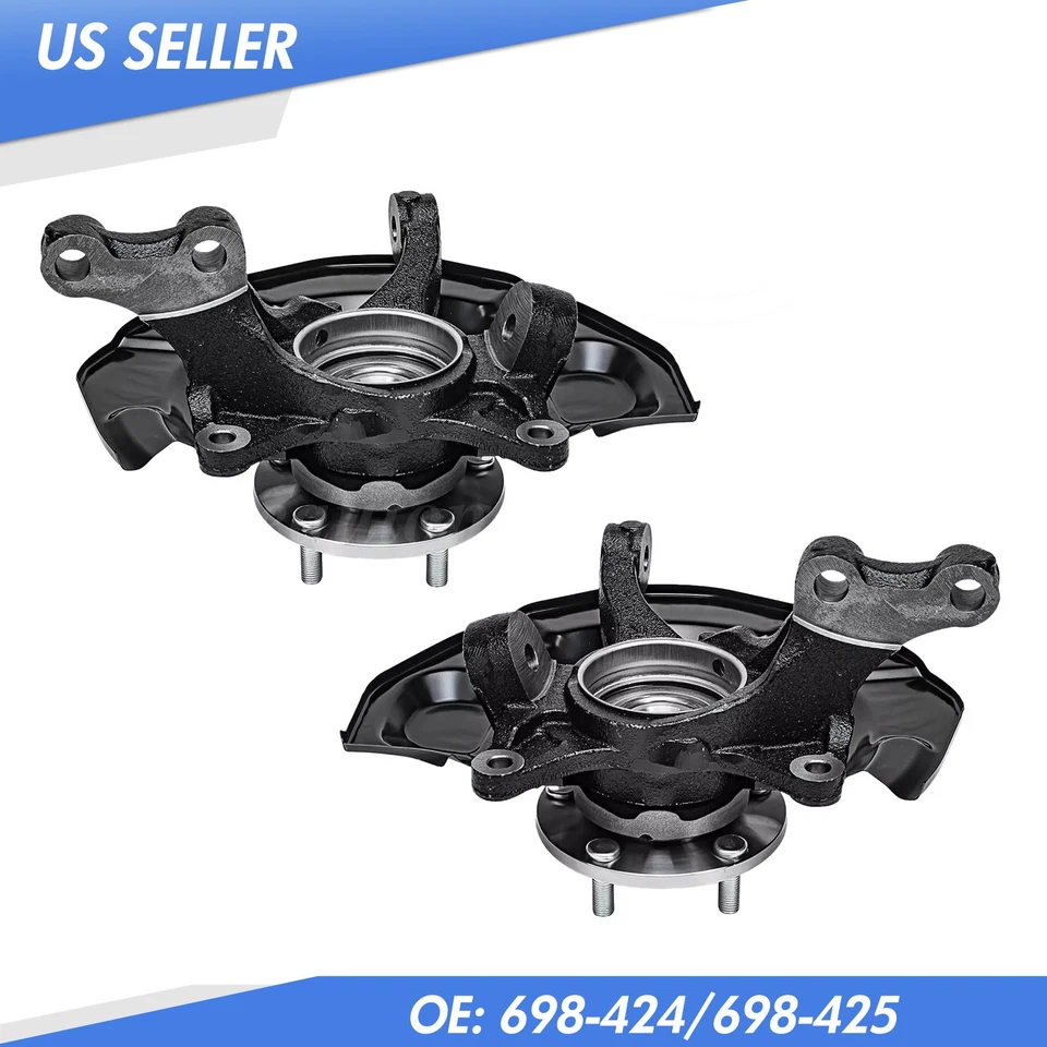FWD Front Steering Knuckles +Wheel Hub Bearings for 2004-2010 Toyota Sienna Foto 2 de 4