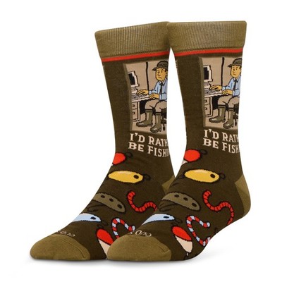 Odd Sox I D Rather Be Fishing Funny Novelty Socks Adult Large
