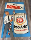 1960's Vintage Phillips 66 Winner Trop-Artic Oil Can Display Sign Gas Store NOS