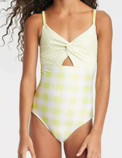 NEW Cat  Jack Girl's Twist Front One Piece Swimsuit Size Medium 8 