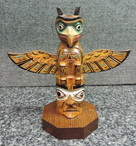 Alaska Black Diamond Vic Yeoda Eagle Totem Handmade Signed 5.75”