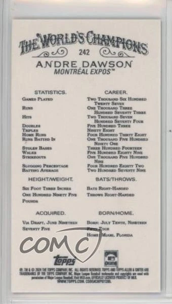 2024 Topps Allen & Ginter X Mini Andre Dawson #242 HOF - Image 2 of 2