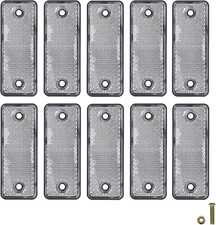 10 Pack White Screw on Rectangular Reflectors for Mailbox, Motobikes, Trailers