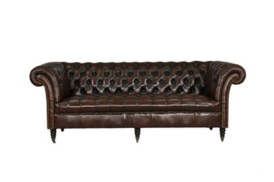 Sofa Chesterfield 3-Sitzer Couch Knightbridge Deluxe Ledersofa Rollen UVP*4.290