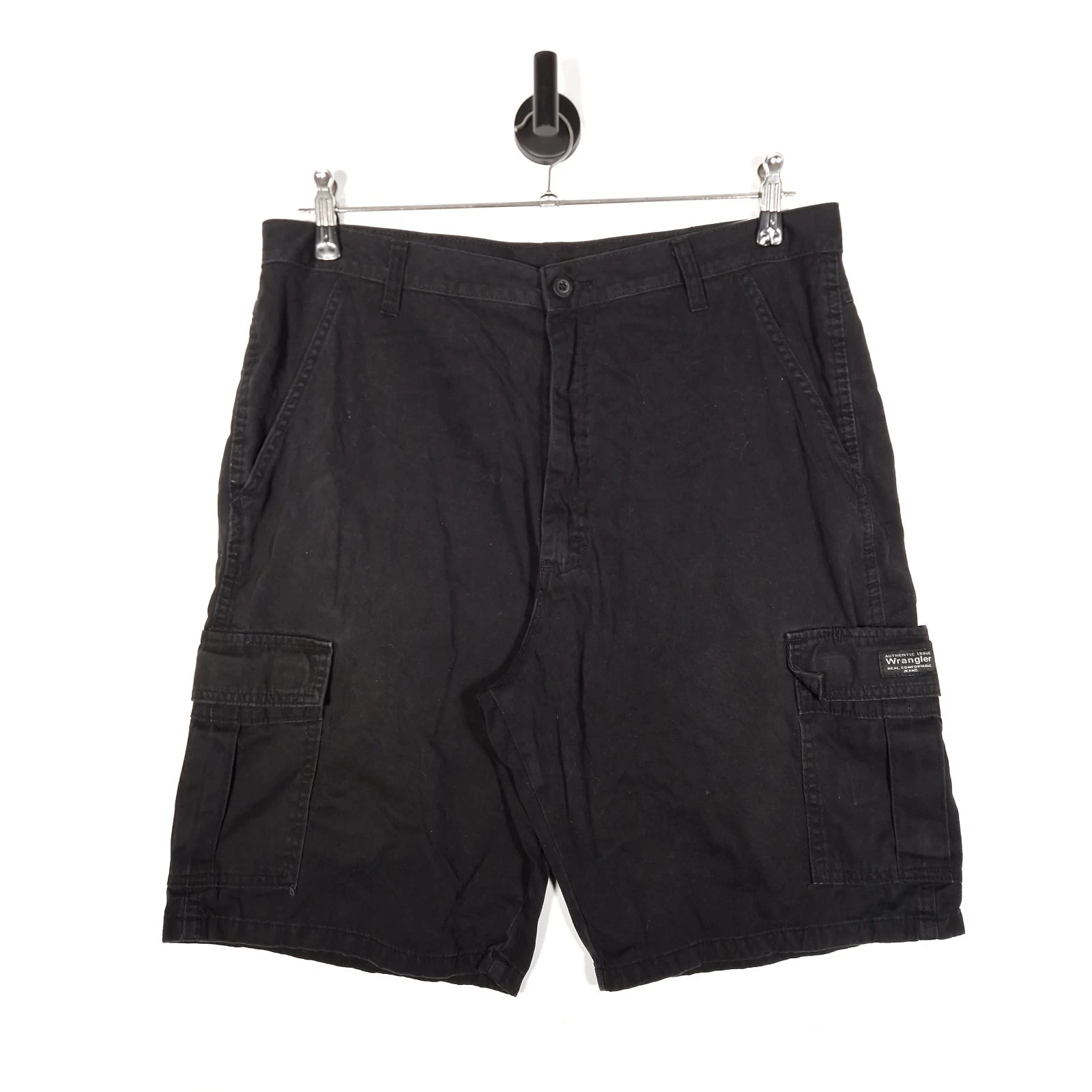 Wrangler Cargo Shorts Size W36 Men' Black 100% Cotton Ultility Summer