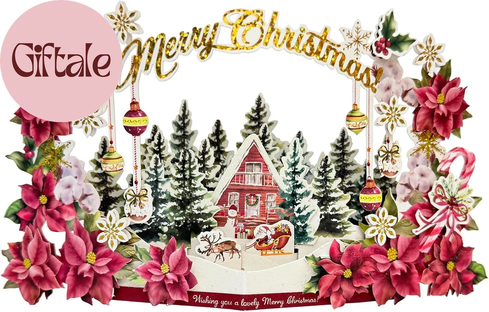 Tarjetas de Navidad Pop Up, Tarjeta de Felicitación de Navidad 3D para Padre Hermano Hermana Mujer Foto 2 de 4