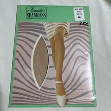 Vtg 1960s Blue Mesh Beige Stretch Nylon Pantyhose Forever Exquisite Seamless