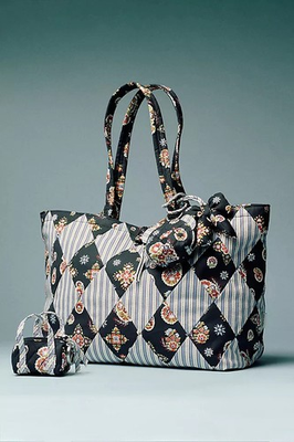 #ad ANTHROPOLOGIE VERA BRADLEY HATHAWAY TOTE BAG DIAMOND PATCHWORK NORTHSTAR NEW NWT $106.24