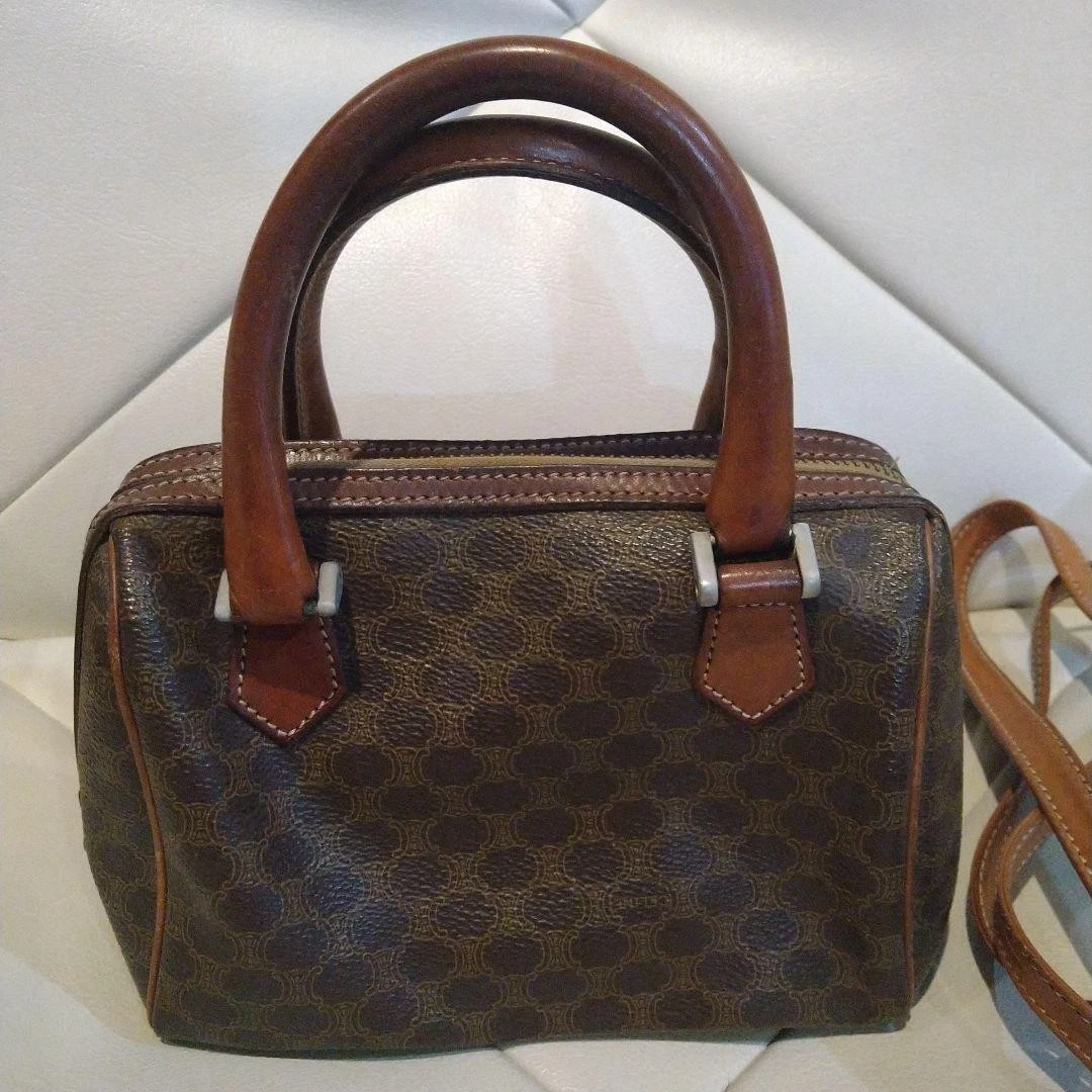 Celine Mini Boston Bag Macadam Borsa a Mano Edizione Limitata Vintage USATA Giappone FS