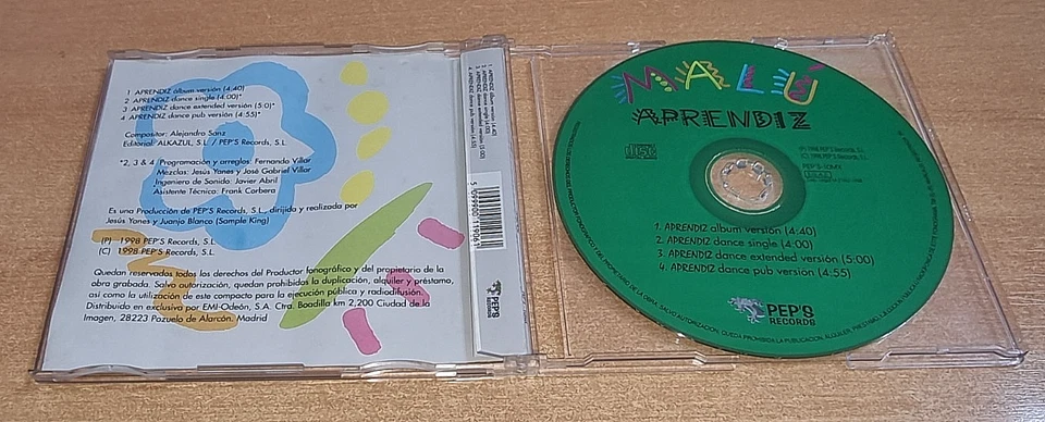 MALU Aprendiz REMIXES SPAIN CD SINGLE ULTRA RARE ALEJANDRO SANZ 1998 OOP RARO Foto 3 de 3