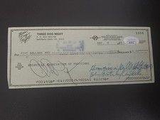 THREE DOG NIGHT SIGNED CHECK CHUCK NEGRON DANNY HUTTON CORY WELLS photo  JSA COA