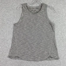 Loft Top Womens Small Gray Lines Curved Hem Sleeveless Knit Tank Active Casual