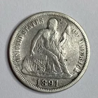 1891 Seated Liberty Silver Dime VG+-F Flat Nice Details Sharp Date