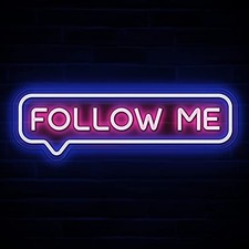 Follow Me Neon Sign - USB Powered Follow Me Neon Lights Follow Me Blue+Pink