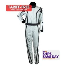 Zamp ZAMR10015S Gray S Fire Retardant Fabric Driving Suit SFI 3.2a/5 Performance