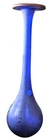 Vintage 1980's Blue Satin Glass Vase W/Red Rim By Carlo Moretti For Murano Glass