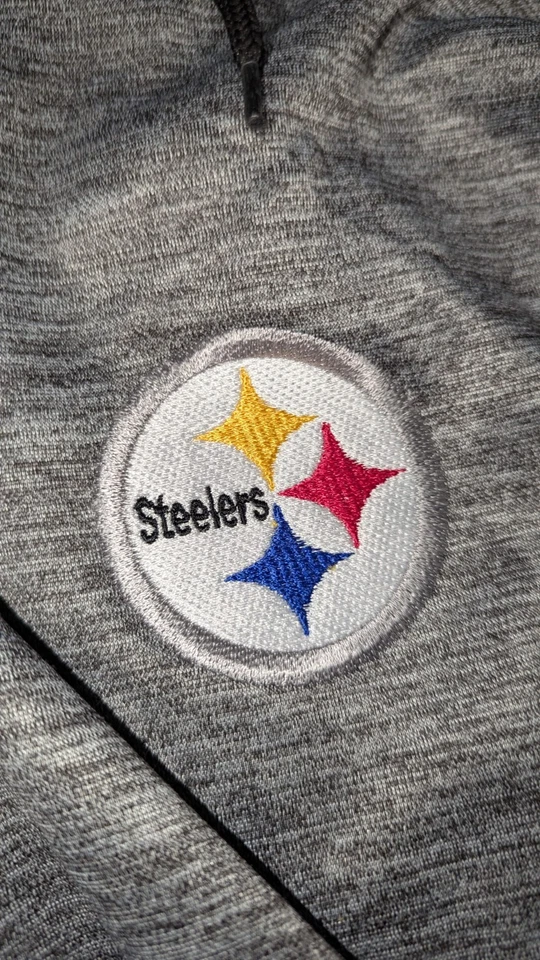 Majestic PITTSBURGH Steelers Gray and yellow zip-up hoodie Size XLT READ! - Image 3 of 4