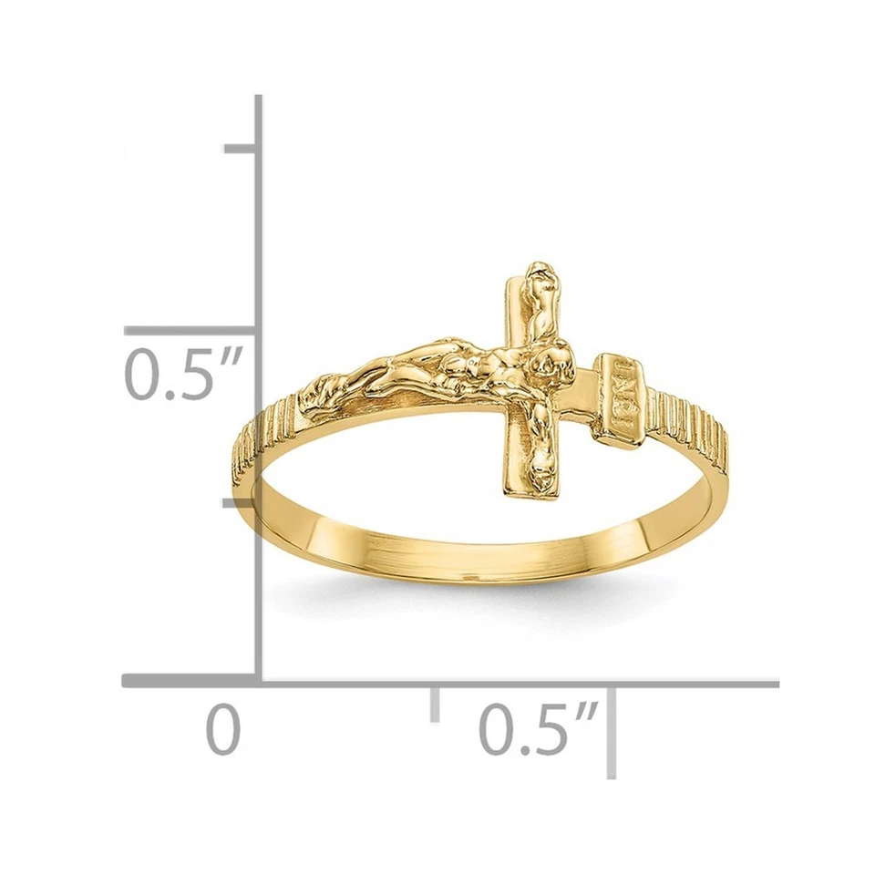 10K Yellow Gold Jesus Band Ring Polished Size 6 for Women - Image 3 of 4