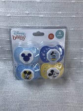 4 Piece Disney Baby Boy Mickey Mouse Blue Ortho Pacifiers Binkys Soothers NEW