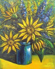 Original oil painting Wonderful Abstract Flowers wall décor direct from artist