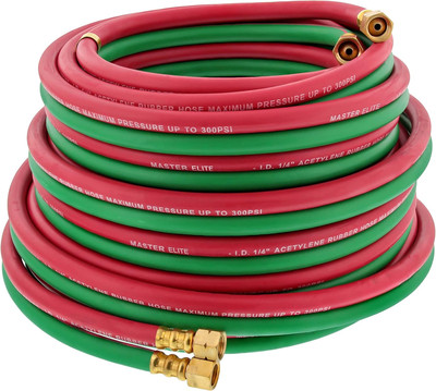 Master Elite Series 50 Foot Oxygen Acetylene Hose Twin Welding Hose Set, 1/4 ...