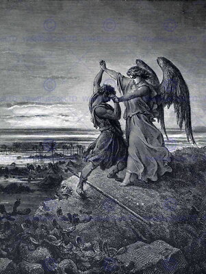 85804 GUSTAVE DORE JACOB WRESTLING WITH ANGEL DORE Decor Wall Print Poster