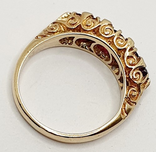9ct Gold Five Stones Ruby Fancy Side & Shoulder 375 Ring Size L 1/2 Hallmarked - Picture 11 of 23