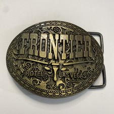 Frontier Hotel Casino Las Vegas Nevada Belt Buckle Western Longhorn Vintage