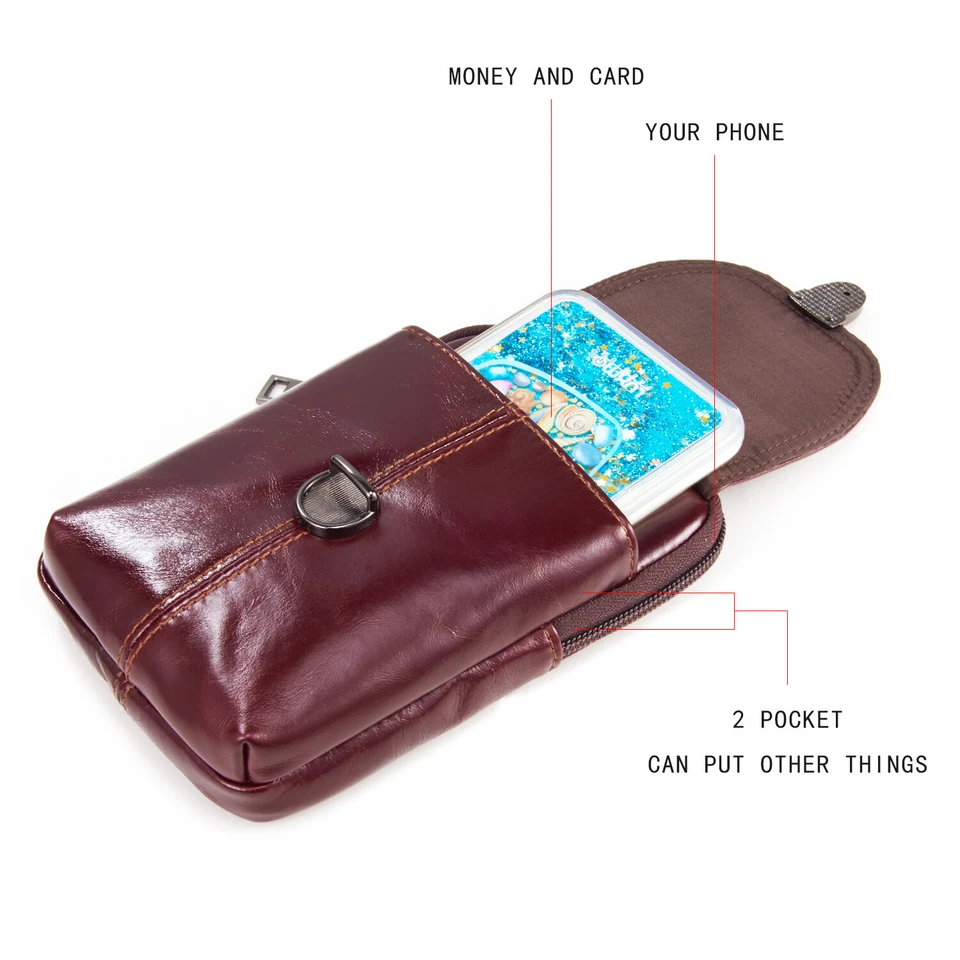 Genuine Leather Phone Belt Clip Pouch Case Cover For iPhone Xs Max XR 6 7 8 Plus - Image 3 of 4