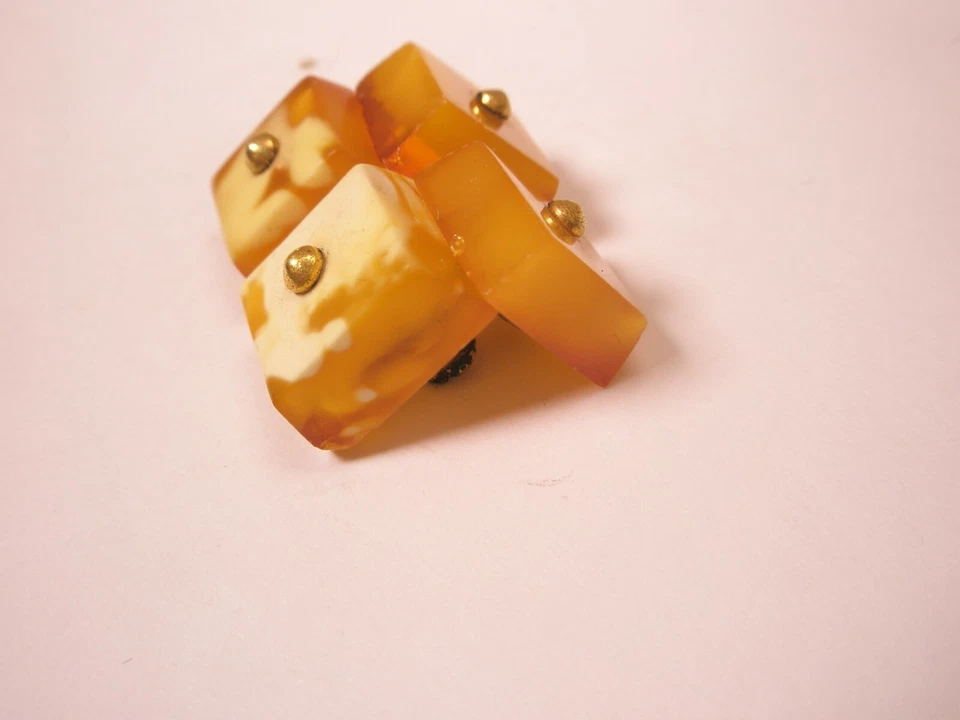 Gemelos vintage de doble cara cuadrados cónicos amarillos/naranja y blancos d-63 Foto 3 de 4