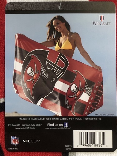 Tampa Bay Buccaneers Stripes Beach Towel 30"x60". 100% Cotton. By WinCraft - Picture 2 of 8