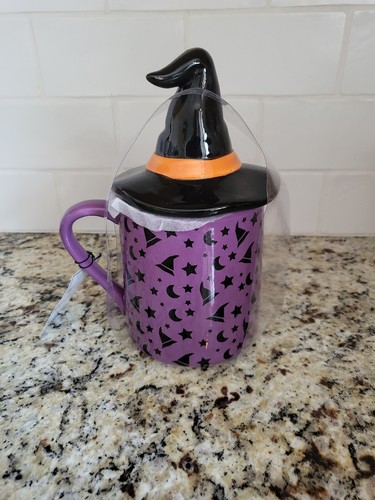 Tazza streghe di Halloween ragnatele e calderoni con coperchio nuova con etichette - Foto 4 di 6