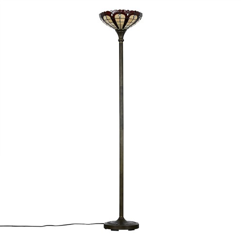Traditional Tiffany Floor Lamp Uplighter Standard Light Antique Brass