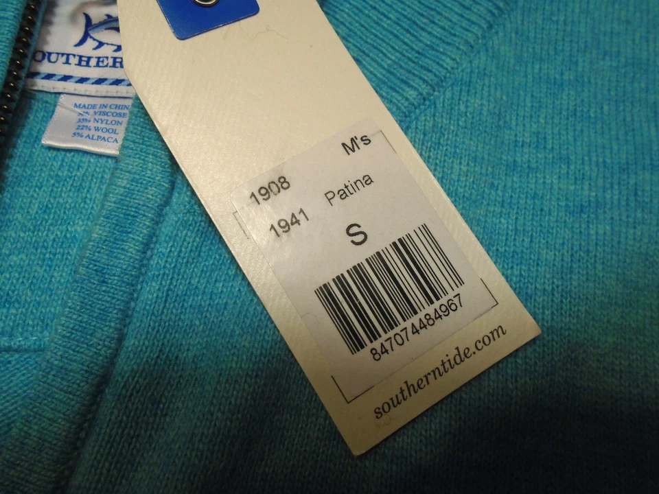 Chaleco Suéter Southern Tide Biltmore Mezcla de Lana Cuarto Cremallera Nuevo con Etiquetas Pequeño $125  Foto 3 de 4