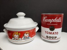 1998 Campbell's Soup Kids Pot with Lid and Tomato Soup Can Themed Glass