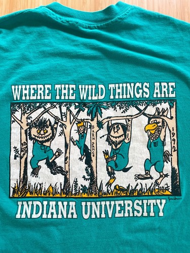Rara camicia manica lunga vintage 1992 Indiana University Where the Wild Things XL - Foto 2 di 5