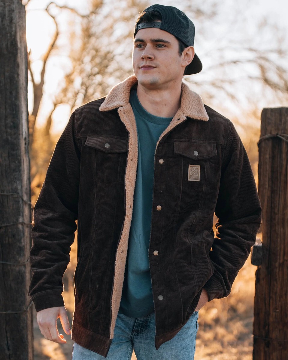 NWT Dixxon Flannel Stallion Corduroy Sherpa Lined Brown Western