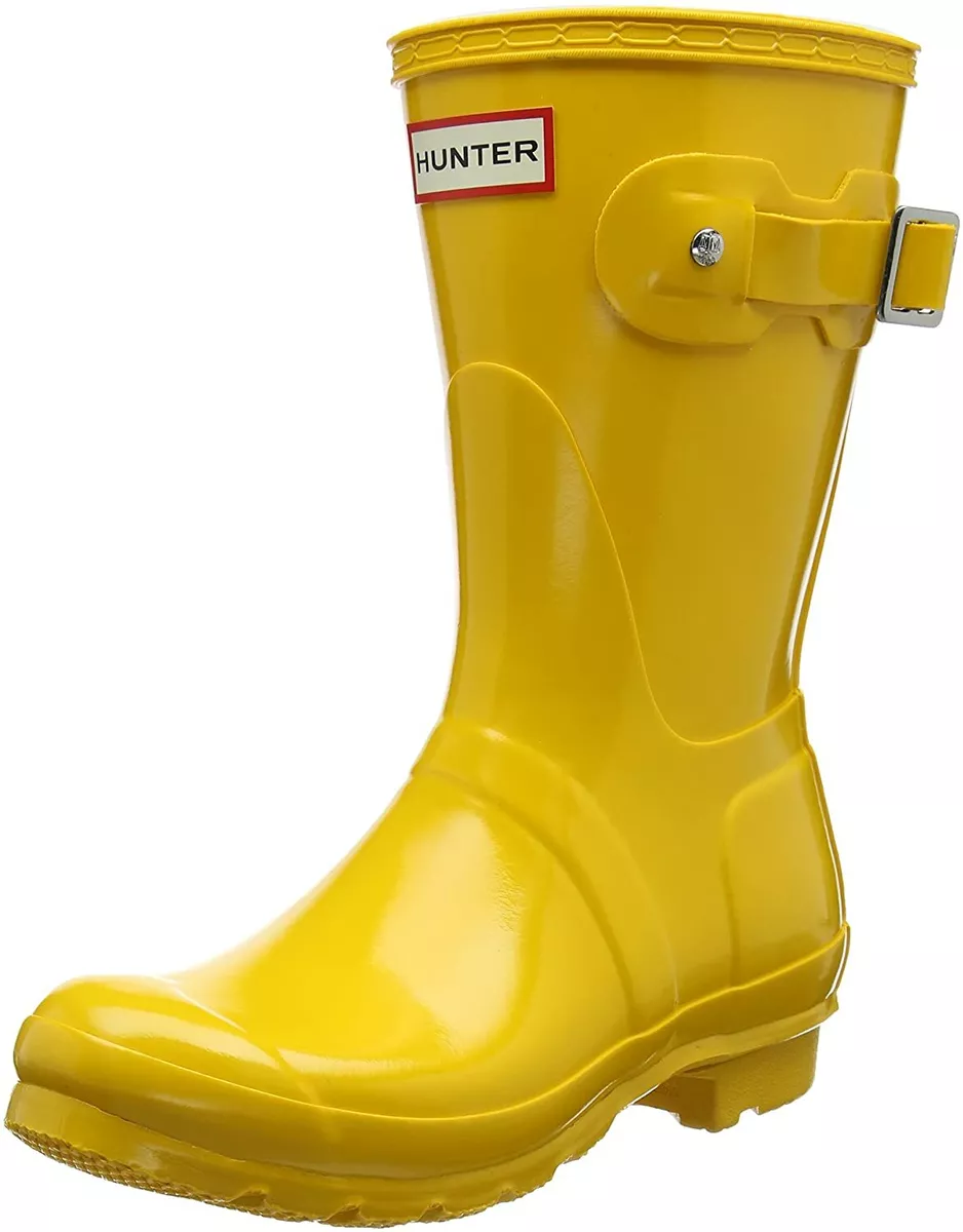 Short yellow hunter rain boots hotsell