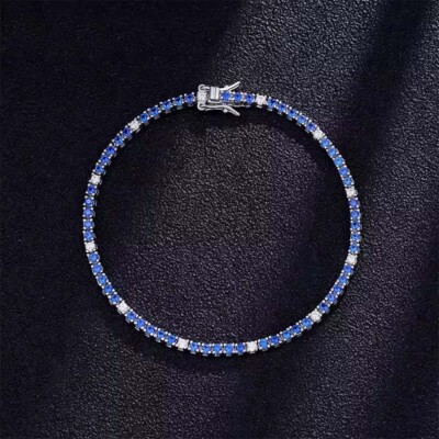 Lab Created Sapphire Diamond 14K White Gold Plated Tennis