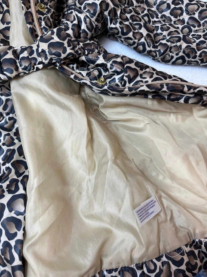 Abrigo acolchado con capucha de piel sintética con estampado de leopardo talla 24M/2T para bebés Rus niñas pequeñas Foto 4 de 4