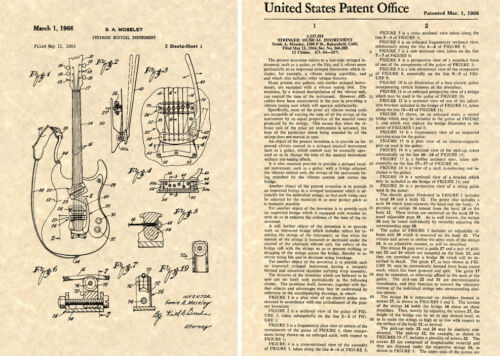 Vintage MOSRITE MARK 1 Guitar & Bass Patent Art Print READY TO FRAME Moseley One - Picture 1 of 1