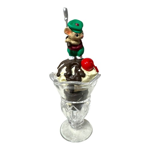Vintage Hallmark Sundae Golfer Mouse Ornament Ice Cream 1999 Handcrafted - Picture 3 of 7