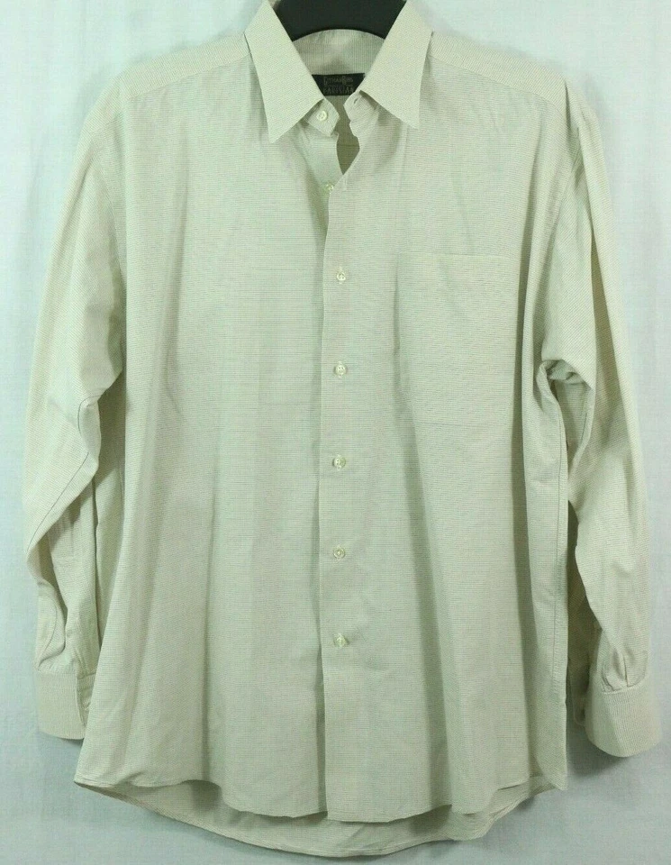 Gitman Bros For Parisian Beige Plaid Dress Shirt 16 33 Cotton One Pocket Button - Image 2 of 4